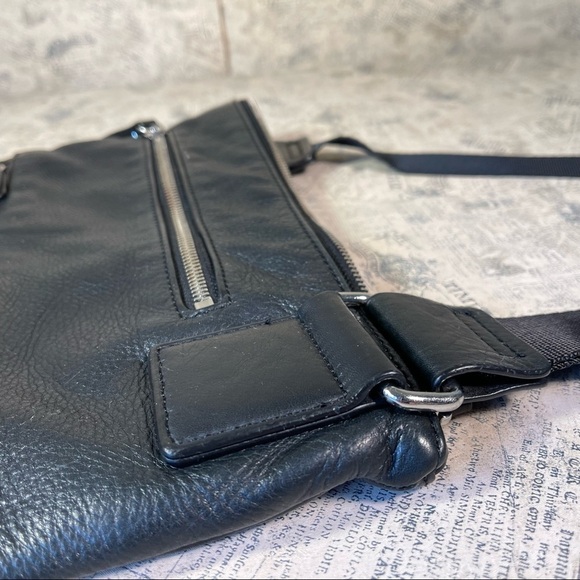 MARGOT BLACK LEATHER MOTO STYLE CROSSBODY PURSE - Picture 8 of 13